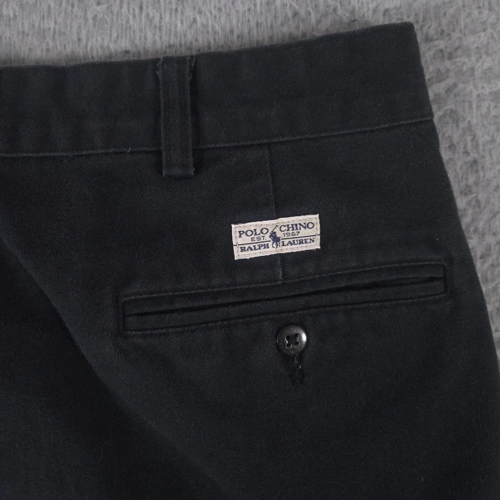 VINTAGE Polo Ralph Lauren Pants Mens 34x32 Black Hammond Cotton Pleated 90s Y2K